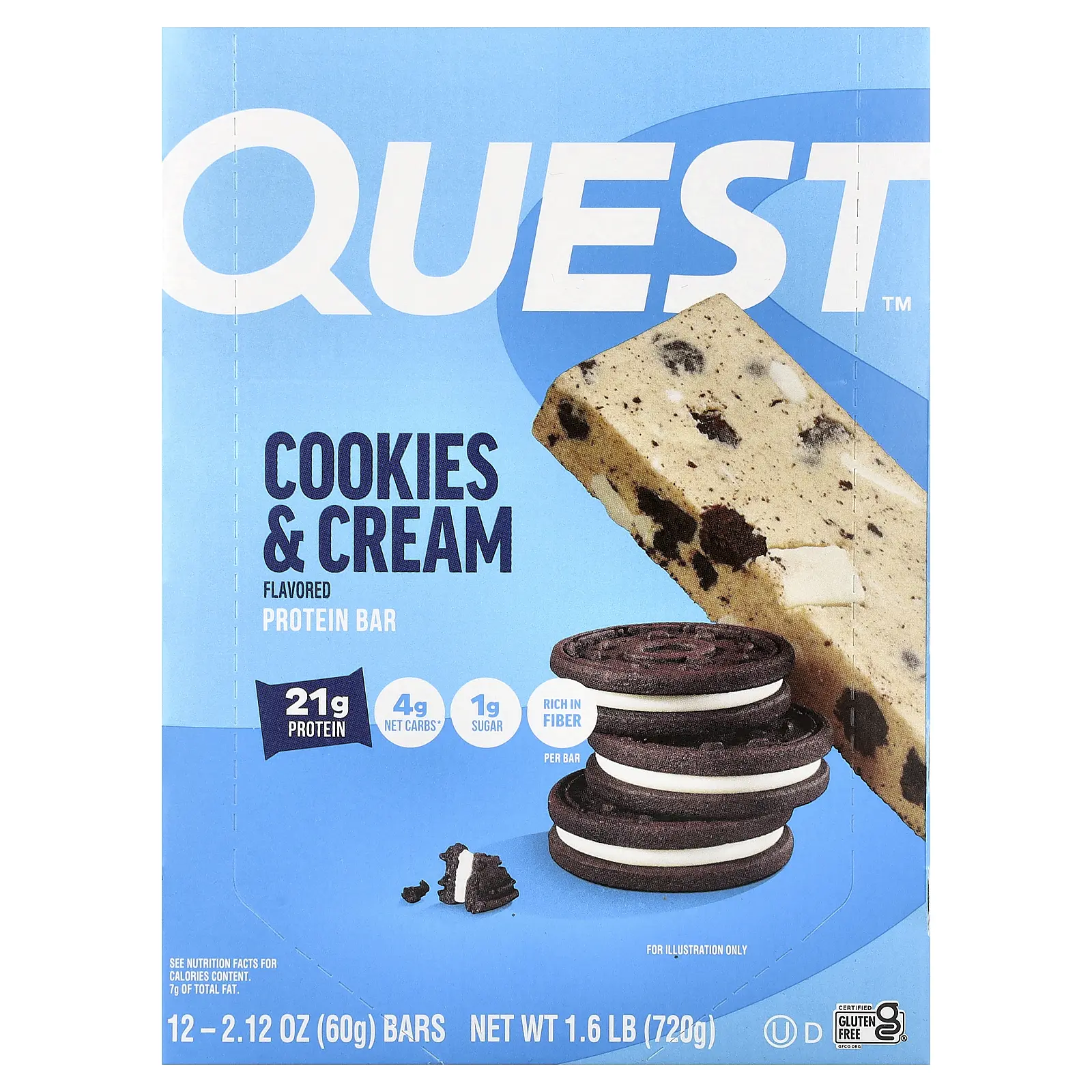 Quest Nutrition Protein Bar, Cookies & Cream, 12 Bars, 2.12 oz (60 g) Each Quest Nutrition Protein Bar, Cookies & Cream, 12 Bars, 2.12 oz (60 g) Each