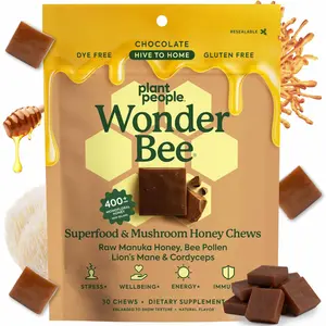 Super Mushroom Manuka Honey Chews with Lion Mane and Cordyceps for Cognition Energy and Immune Support Chocolate Flavor 30 Count