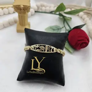 LaYaiBoutique #1125  Brazaletes 7 Potencia Joyería Oro Laminado 14k ALTA CALIDAD with Gold Finish and Decorative Elements