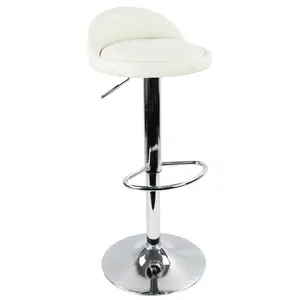 KKTONER PU Leather Round Bar Stool with Back Rest Height Adjustable Swivel Pub Chair Home Kitchen Bar stools Backless Stool with Footrest (White)