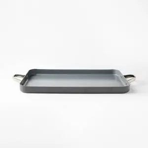 Nonstick Ceramic Coated Aluminum Double Burner Griddle Dark Gray - Figmint