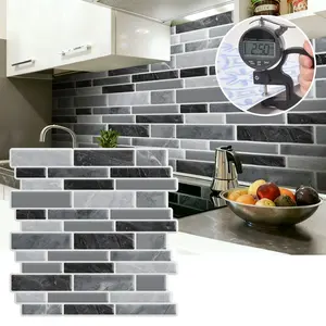 10/20PCS 3D Mosaic Tile Wall Stickers Self-Adhesive Waterproof Mildew-Resistant Peel & Stick Faux Tile Wallpaper for Bathroom Kitchen Living Room Bedroom Wall Decor