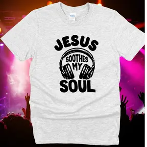 Jesus Soothes My Soul T-Shirt - Gray Crew Neck Short Sleeve