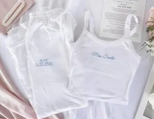 Custom Bride Pajama Set – Embroidered “Mrs.” Tank & Joggers, Bridal Shower Outfit, Engagement Gift for Her
