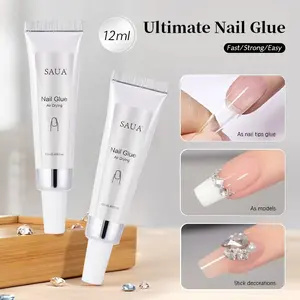 Super strong semi-solid nail glue, soft glue nail glue, durable, flexible gel suitable for patch nail care, gel nail tips, strong bonding, suitable for hand and foot care and nail care applications, Rhinestone Glue, Nail Adhesive