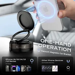 Vacuum Magnetic Suction Cup Phone Mount for Magsafe, 360 °   Adjustable Holder, Pocket Size Foldable Portable Cell Phone Holders for Your Car for All Smartphones & All Car Models