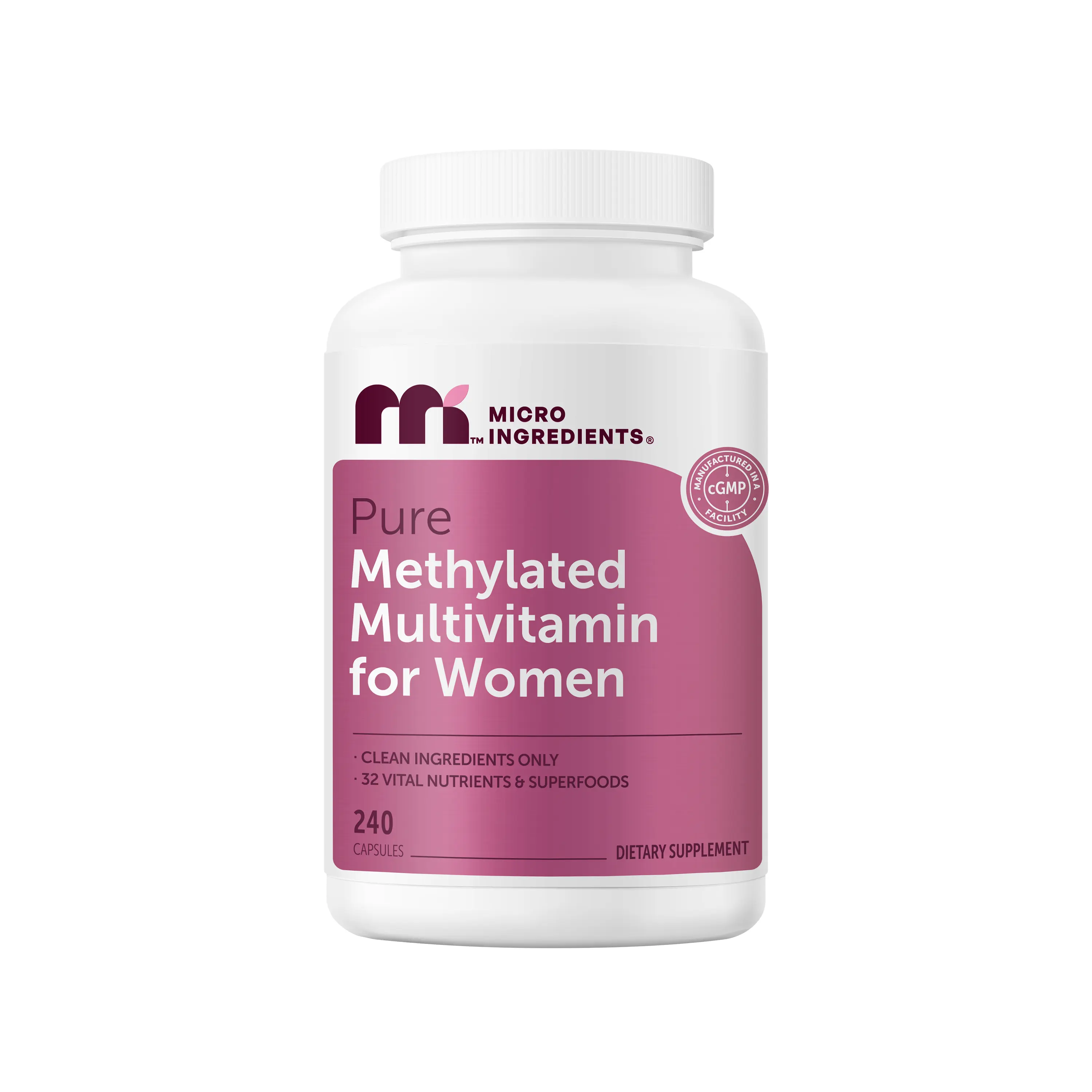 Micro Ingredients Pure Methylated Multivitamin for Women, 240 Capsules Micro Ingredients Pure Methylated Multivitamin for Women, 240 Capsules