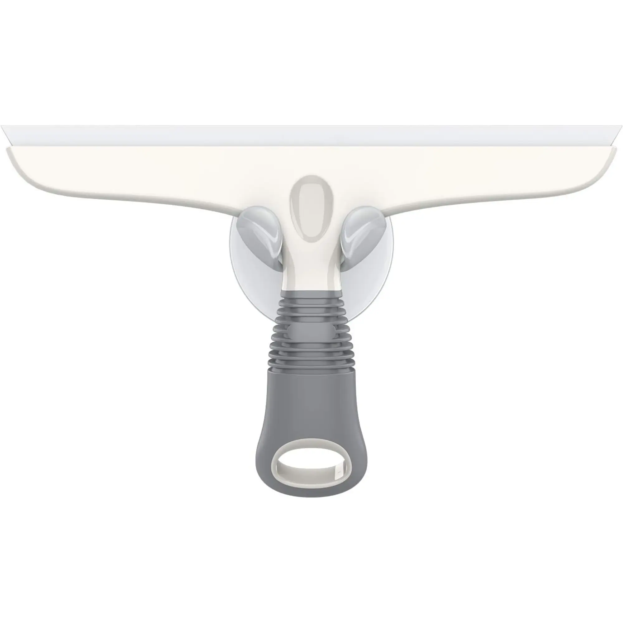 10-in Lightweight Multi-Purpose Silicon Squeegee with Suction Hook - Cleaning Tool for Windows, Shower Doors, Heavy Duty Scrubber, White & Gray, 1 Pack