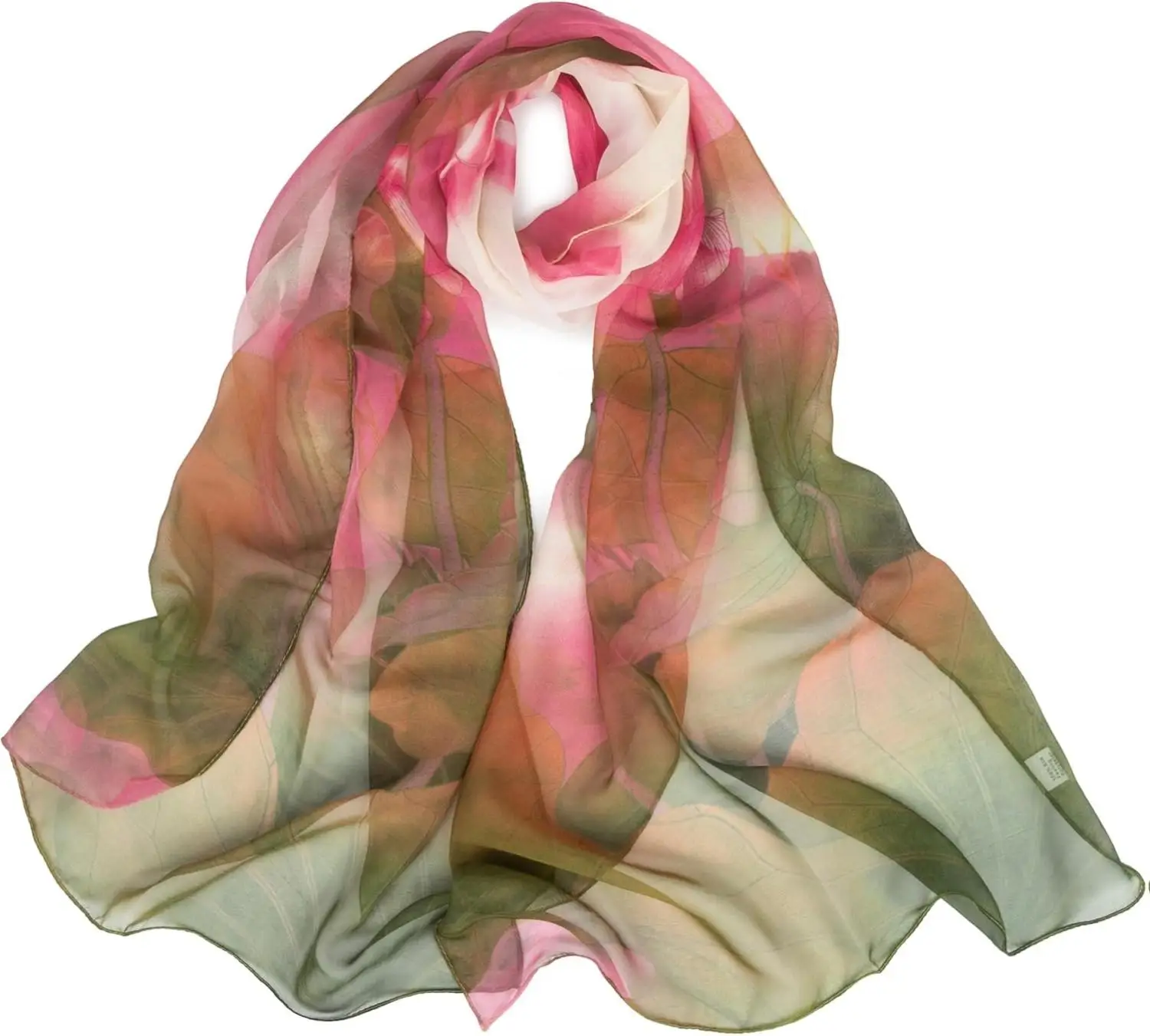 Women's Lightweight Floral Print Scarf Elegant Sheer Shawl Wrap for Spring Summer Polyester Georgette Chiffon Silk Feeling Soft Breathable Skin Friend