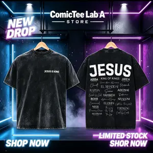 Jesus Is King ChristianGraphic T Shirt Acid Wash Oversized Vintage Cotton TeeNames Of God TypographyFaithcore Streetwear Y2KPump Cover Gym ApparelBible Verse Religion LooseFit Summer Casual Top MenWomen Trendy Fits, Prints,Breath christian outfi Tshirt, S