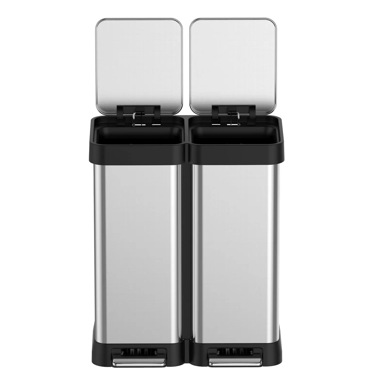 【GARVEE】16 Gallon Dual Compartment Stainless Steel Garbage Can with Soft Close Pedals and Airtight Lids for Efficient Recycling and Waste Management in Home, Office, or Business Settings
