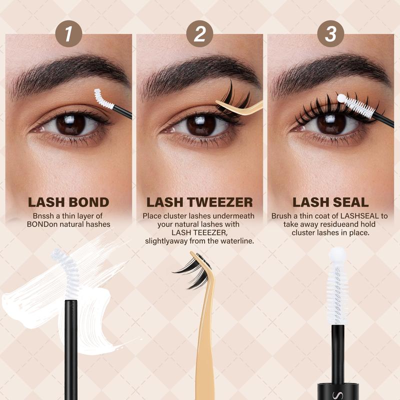 Cat Eye Lash Kit l JMS&JMS Kitty,Princess Cat Eye Lashes Clear Invisible Band C Curl,(8-18 MIX) for DIY Eyelash Cluster Extension Waterproof Anime Eyelash Manga Lash Valentine Gift Makeup Cosmetic