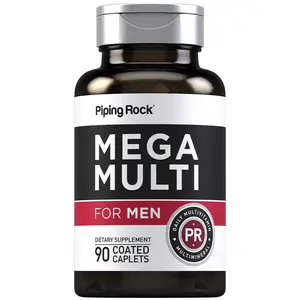 Piping Rock Multivitamin for Men | 90 Caplets | Mega Multimineral Daily Supplement | with Vitamin D, Zinc, Saw Palmetto | Non-GMO, Gluten Free