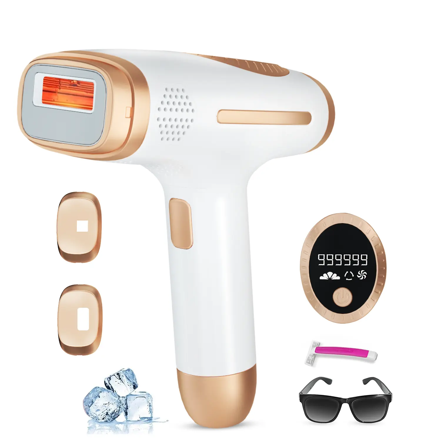 At Home IPL Laser Hair Removal Device, Ice Cooling & Painless Epilator, SHR Mode, Skin Sensor, Dual Lights, 5 Energy Levels, 999K Flashes, Long-Lasting Hair Reduction for Women & Men Full Body, Face, Legs, Bikini & Underarms