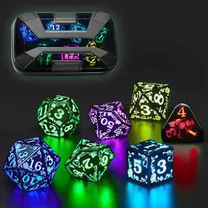 FONVGOGO Light up LED Dice Set D and D Rechargeable for Dungeons and Dragons RGB DND Dice with Charging Box 7-Color Polyhedral Role Playing Dice for DND Gifts RPG Tabletop Games (Rose RGB)