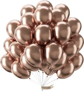 PartyWoo Metallic Rose Gold Balloons 50pcs 12 Inch Chrome Champagne Gold Latex Balloons for Wedding Baby Shower Birthday Anniversary Bachelorette Bridgerton Floral Party Decorations Rose Gold-G112