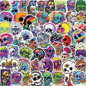 55PCS Psychedelic Skull Stickers - Creative & Unique Design, Waterproof, Decorative Stickers for Water Cup Decoration reforgedglory