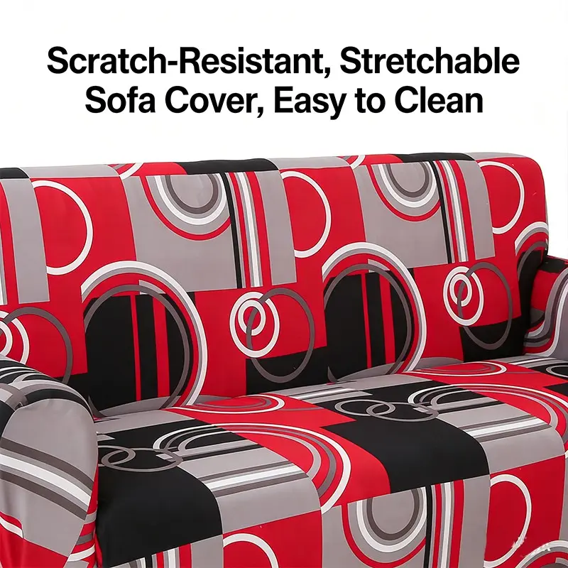 Fashion Vibrant Prints Sofa Covers, Elastic Easy Care, Polyester Fiber Slipcover, Fits 1-4 Seater Sofas, Living Room Decor, Stretchable Sofa Cover, Sofa Couch Cover