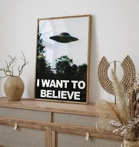 I Want to Believe vintage poster, Sci-fi poster, UFO print, Living Room Print, Retro sci fi art, I want to believe X files, Science poster