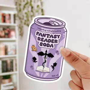 Fantasy Reader Soda Sticker - Purple Can Design Supporting Midnight Reading Drink Inspired Vinyl Sticker for Laptops & Water Bottles