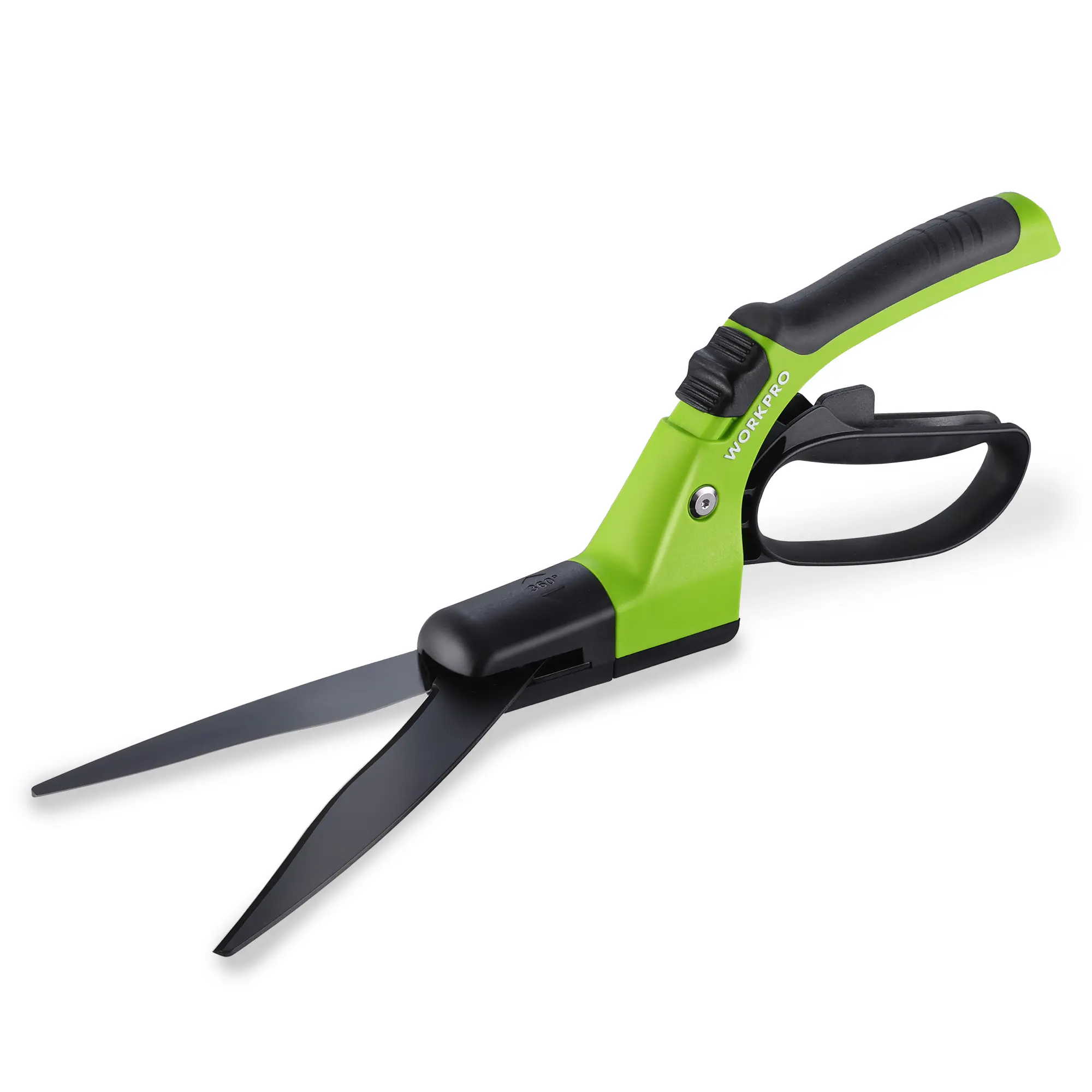 WORKPRO Grass Shears Handheld, Ultra-Sharp Grass Clippers with 360 Degree Swivel Blades, Manual Grass Cutter with TPR Coated Handle, 15 Inch Garden Shears, Gardening Scissors for Precise Lawn Trimming