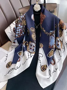 Fashionable Chain Print Scarf, Loose Fit, Soft Warm Shawl, Versatile Neck Wrap Headscarf, Suitable for Travel Dating Decoration, Air Conditioning Room Use