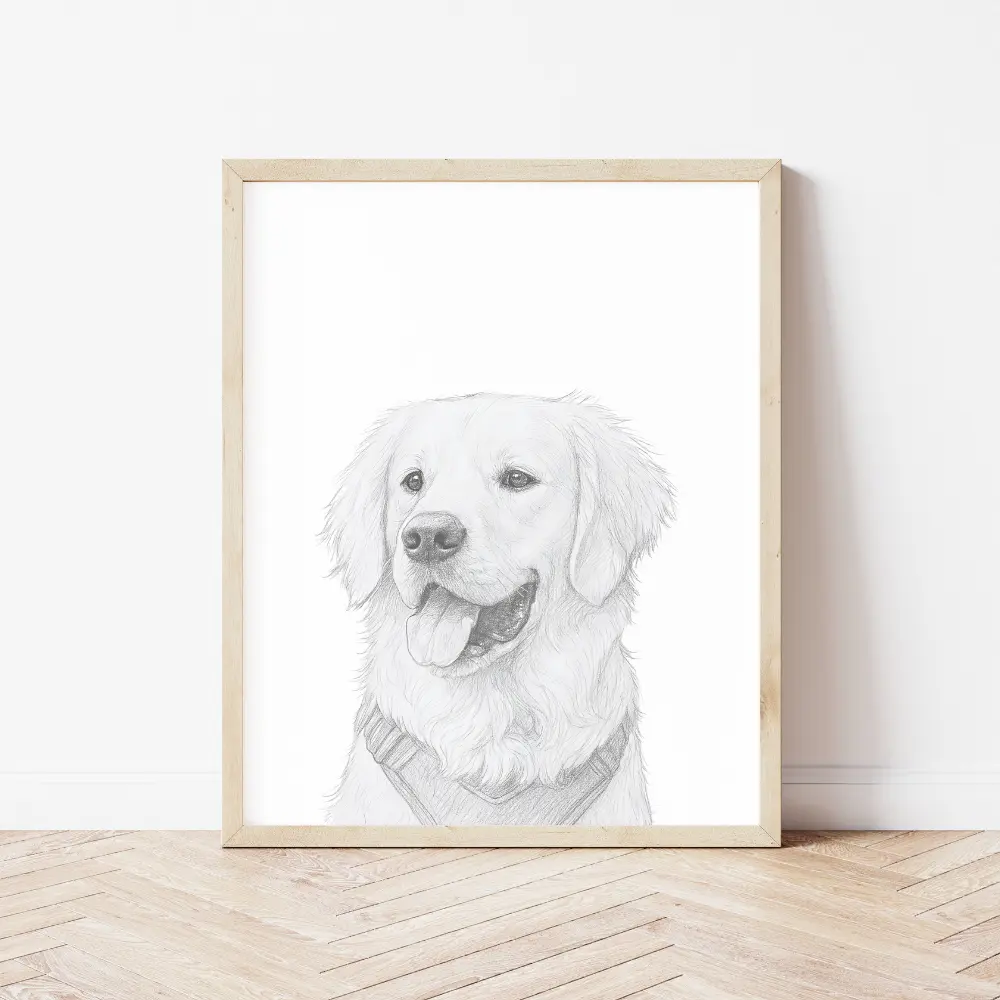 Custom Pencil Sketch Artwork for Animal Lovers, Pet Portrait Posters, Home Decor Print, Wall Art Gift, Personalized Dog Cat Drawing, Pet