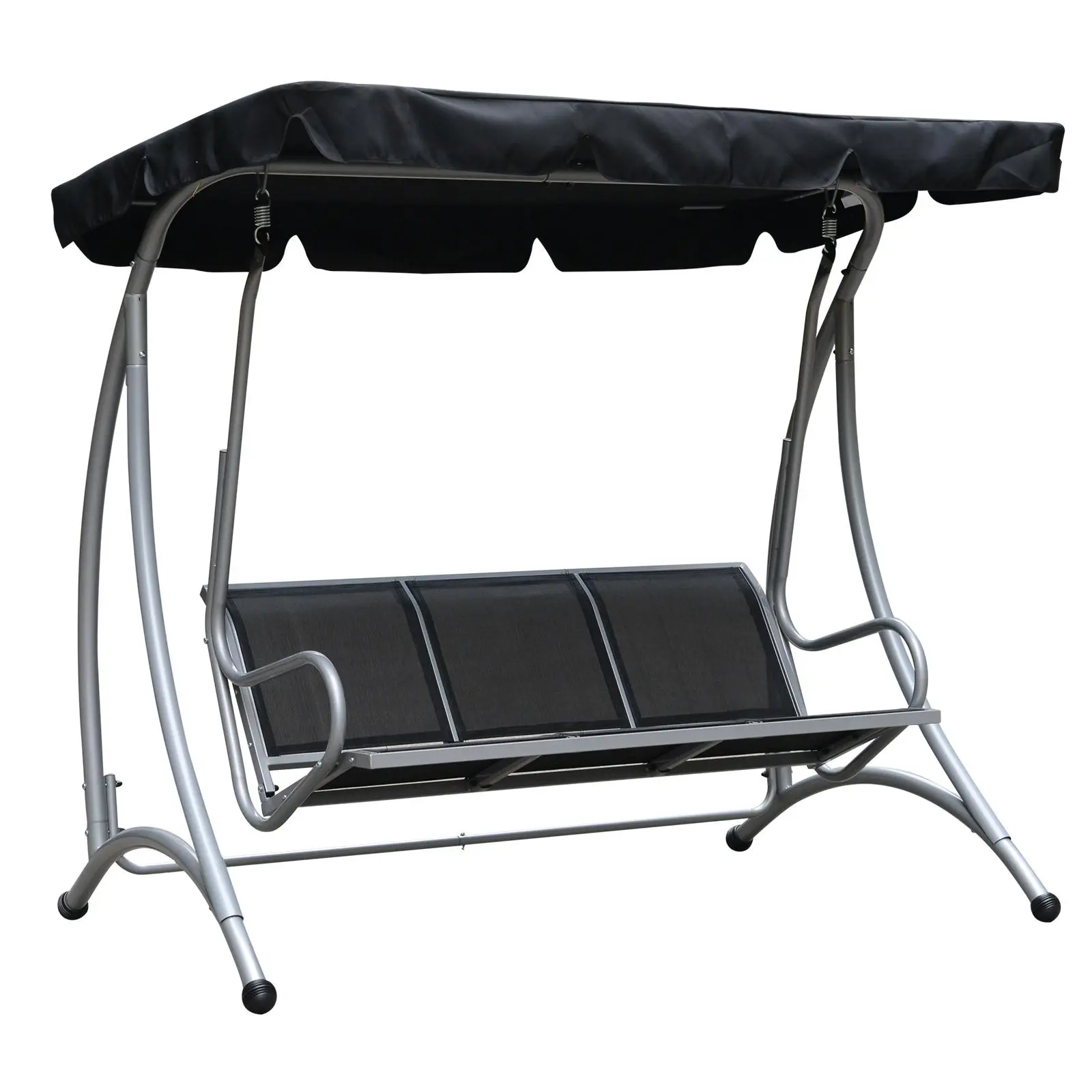 Outsunny 3-Seat Patio Porch Swing Chair - Adjustable Canopy, Breathable Seat, Steel Frame for Garden, Poolside, Swing Porch Swings