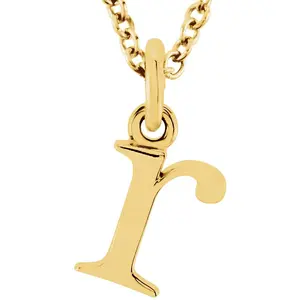 14K Gold Elegant Lowercase 'r' Initial Choker Necklace