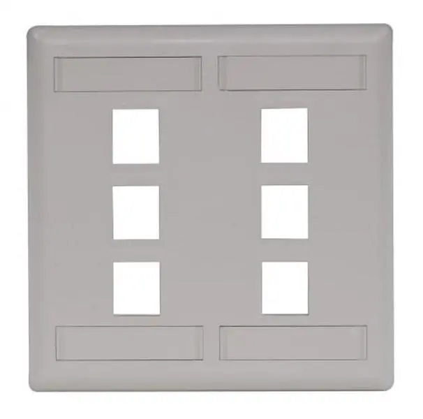 Hubbell IFP26OW 6 Port Double Gang Rear Loading Face Plate, Office White