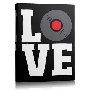 Love Vinyl Record Canvas Wall Art Music Theme Poster, Retro Music Lover Print for Studio Living Room Bedroom Decor, Vintage Music Wall Art