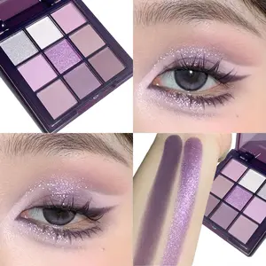 Juju Dream 9-Color Eyeshadow Palette – Matte & Shimmer, Waterproof & Long-Lasting, Versatile Purple, Nude, and Silver Shades, Perfect for Sparkling Looks, Music Festivals, Cosplay, Halloween, or Gifting!