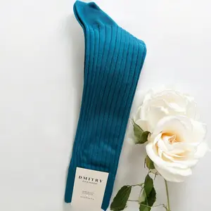 DMITRY Egyptian Cotton Ribbed Turquoise Made in Italy Socks
