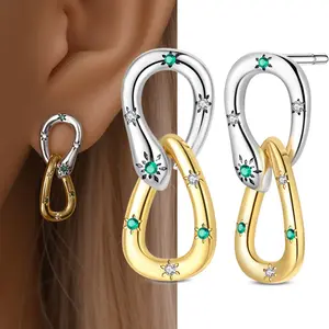 925 Sterling Silver Two-Tone Tnfinity Star Stud Earrings For Women Gifts