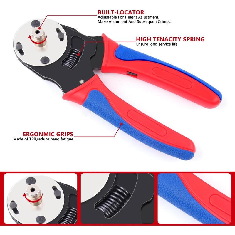 Deutsch Crimper, 4 Way Indent, 8 Impression Closed Barrel Crimper with Deutsch Crimp Tool for Deutsch Contacts - Gage 14, 16, 18 - for Automotive Application Deutsch Crimper, 4 Way Indent, 8 Impression Closed Barrel Crimper with Deutsch Crimp Tool for Deutsch Contacts - Gage 14, 16, 18 - for Automotive Application