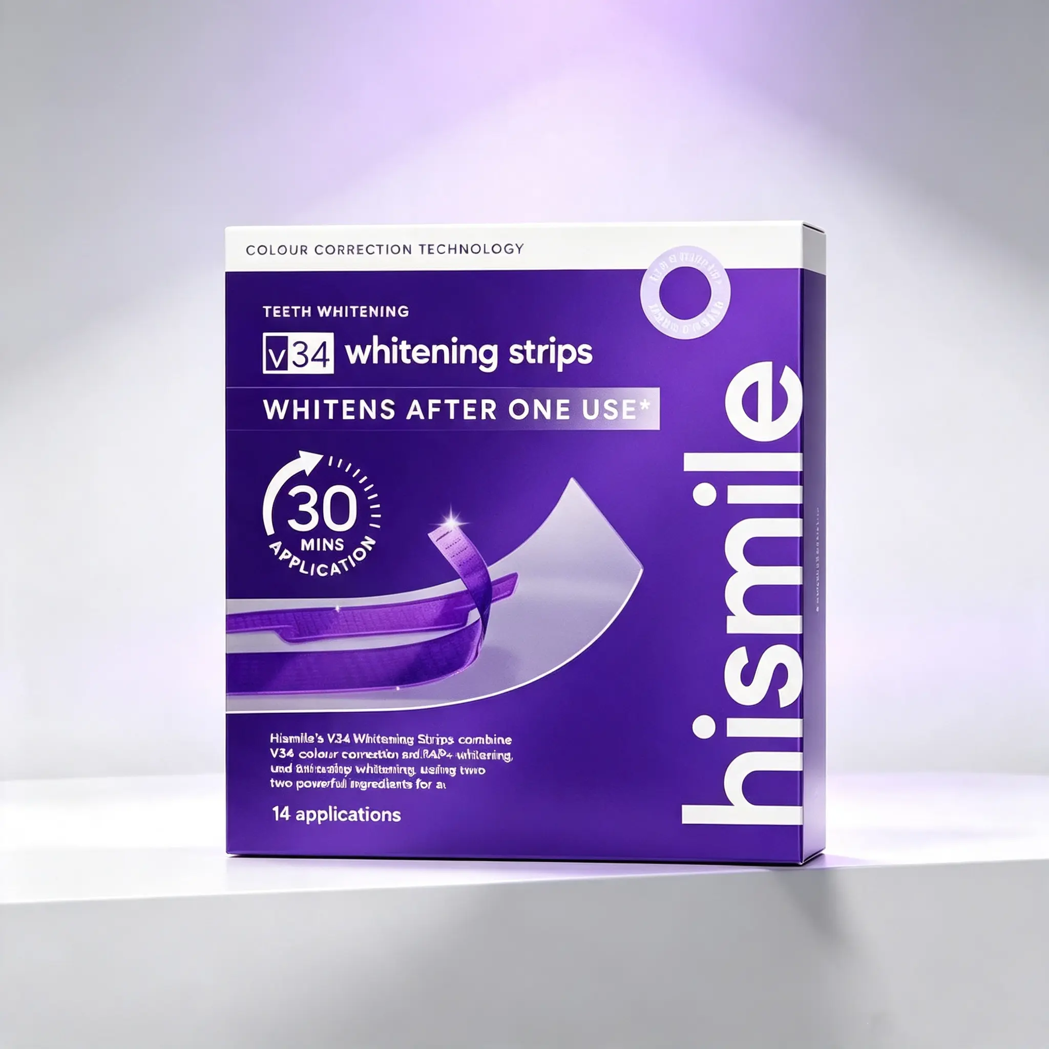 [Hismile] V34 Purple Color Correcting Teeth Whitening Strips, Dual-Action Brightening Oral Care Kit, Enamel-Safe, No Sensitivity to Neutralize Yellow Tones