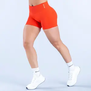 with logo | dfyne Women Scrunch Butt Workout Shorts Seamless High Waist Fitness Yoga Shorts volleyball spandex