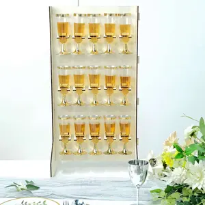 3-Tier Wooden Rectangle Champagne Wall Glass Holder in White