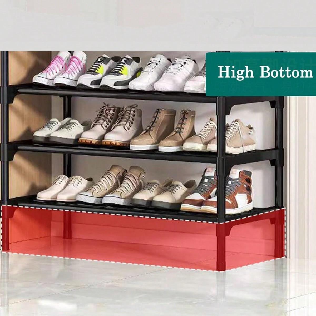 TAIMASI 1pc Multi-Layer Shoe Rack, Black Shoe Storage Stand, Simple Household Shoe Storage And Organization, Multifunctional Storage Shelf, Space Saving Shoe Rack, Suitable For Doorway, Bedroom, Corridor