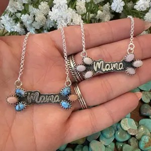 Sterling silver Mama necklaces (golden hills & pink Peruvian opal)