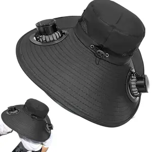 Sombrero Con Ventilador Solar, Solar Fan Hat,Wide Brim Sun Hat with 2 Detachable, for Outdoor Fishing,Hiking Gardening