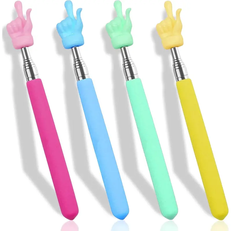 4 count Retractable Teacher Pointer for Classroom  Reading, Mini Extendable Hand Pointer Finger Pointer Stick, Point Reading Pen,  Student Teacher Supplies