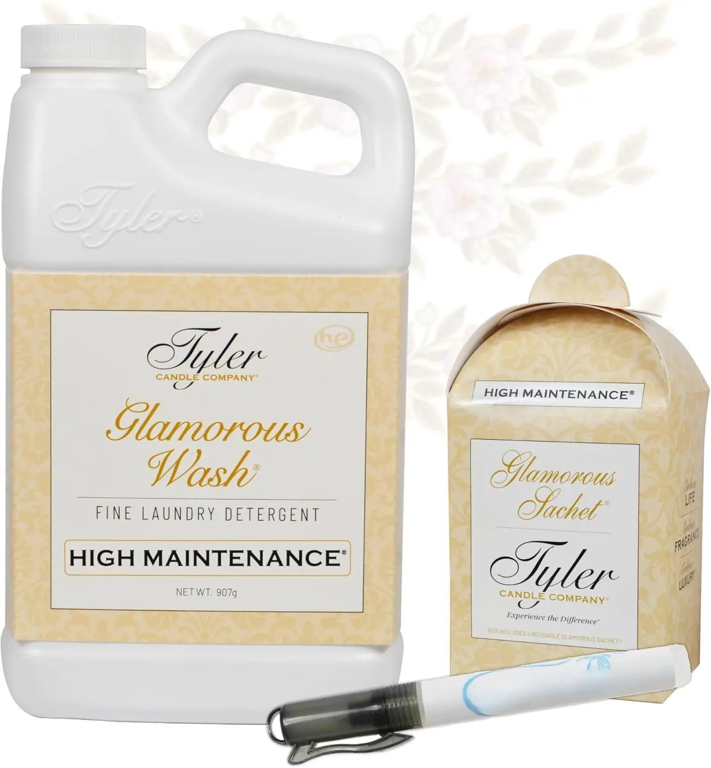 Tyler Glamorous Wash High Maintenance Fine Laundry Detergent with Stain Remover Pen and Dryer Sachets - Liquid Detergent Designed for Clothing - Hand & Machine - 32oz (High Maintenance)
