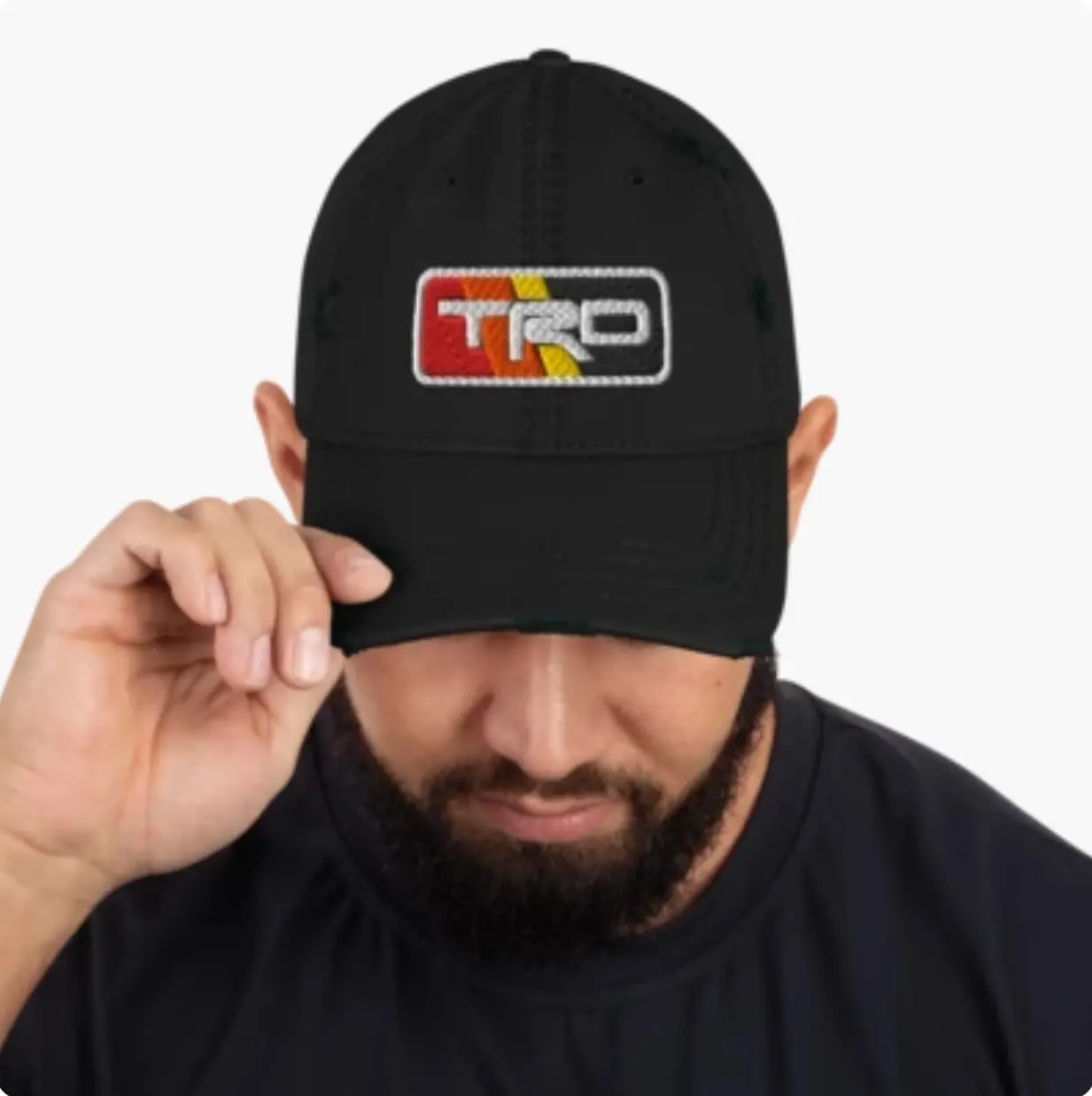 Toyota TRD Pro 4x4 Distressed Dad Hat Embroidered Custom Cap for Off-Road Enthusiasts and Adventure Lovers - Adjustable Hook and Loop Closure