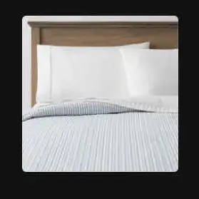 Full/Queen Reversible Cotton Stripe Quilt Light Blue - Threshold