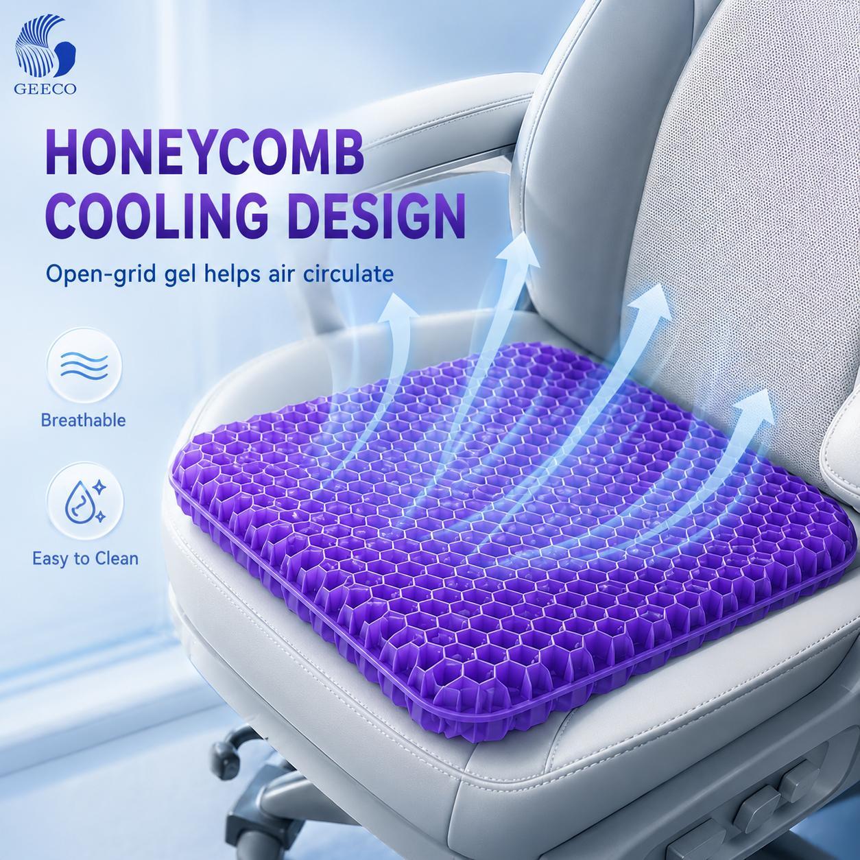 Breathable Honeycomb Gel Design Breathable honeycomb gel cushion airflow design