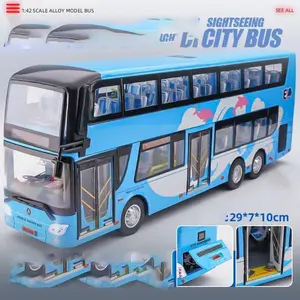 Double-Deck Tourist Bus Alloy Model, Detailed Scale Diecast Collectible Toy Car, Perfect Gift for Kids & Adults, Realistic Design