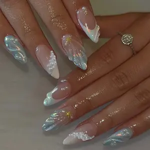 24pcs Almond Shape Glossy Nail Polish, Long-Lasting Waterproof Design, Perfect for Daily Wear & Parties, Suitable for Women & Girls