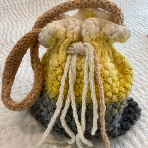 Handmade Crochet Drawstring Bag
