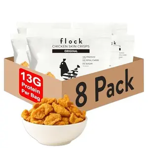 Original Salt Chicken Skin Crisps | 8-Pack | High Protein, Low Carb, Low Sugar Snack | Keto and GLP-1 Friendly